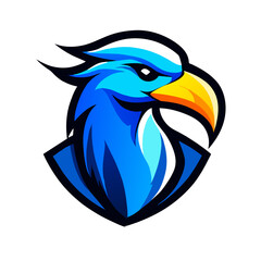 flat bird head modern logo design 