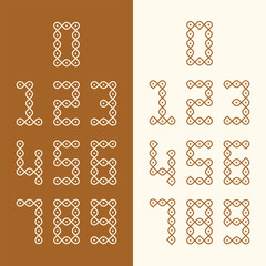vector numbers set in indian kolam style. template for web banner, greeting card and calendar design. 