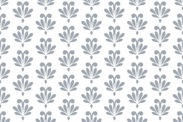 Flower geometric pattern. Seamless vector background. White and gray ornament. Ornament for fabric, wallpaper, packaging. Decorative print.