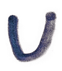 handwritten letter U with blue felt-tip pen isolated, png asset, poster element.