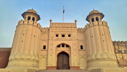 Lahore, Pakistan - 12 Jan 2024: Alamgiri Gate in Lahore fort, Punjab province, Pakistan