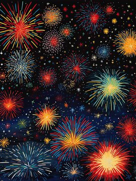 Dazzling Firework Shows: Beautiful Night Sky Wall Prints