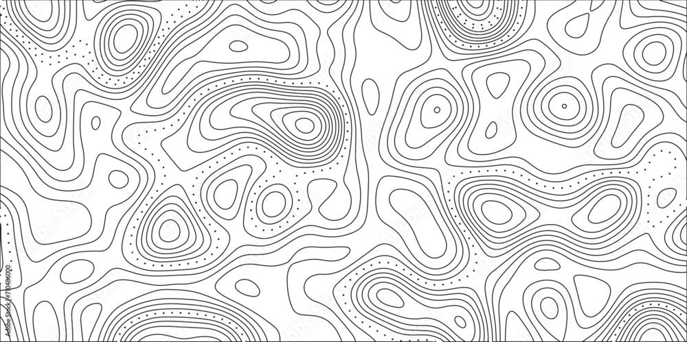 Aufkleber Abstract white on black background Topographic line map pattern. Contour elevation topographic and textured Background Modern design with white background with topographic wavy patte.