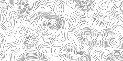 Abstract white on black background Topographic line map pattern. Contour elevation topographic and textured Background Modern design with white background with topographic wavy patte. - obrazy, fototapety, plakaty