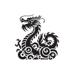Oriental Majesty Captured: A Mesmerizing Chinese Dragon Silhouette Stock Portfolio - Chinese New Year Silhouette - Chinese Dragon Vector Stock

