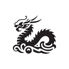 Harmonious Elegance Revealed: A Meticulously Crafted Collection of Chinese Dragon Silhouette Stock Imagery - Chinese New Year Silhouette - Chinese Dragon Vector Stock
