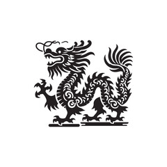 Ethereal Beauty Reimagined: Enchanting Chinese Dragon Silhouette Series Crafted for Stock Collections - Chinese New Year Silhouette - Chinese Dragon Vector Stock
