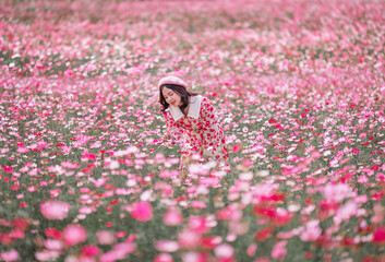 Girl in the pink garden
