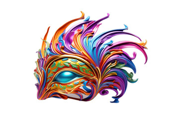 Carnival mask with feathers with colorful, Golden carnival mask, Venice carnival , 3d mask