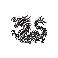 Harmonious Elegance Revealed: A Meticulously Crafted Collection of Chinese Dragon Silhouette Stock Imagery - Chinese New Year Silhouette - Chinese Dragon Vector Stock
