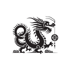 Mythical Creature Showcased: A Captivating Journey through Chinese Dragon Silhouette Stock Collection - Chinese New Year Silhouette - Chinese Dragon Vector Stock
