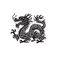 Mystical Beauty Unveiled: Majestic Chinese Dragon Silhouette for Your Stock Image Collection - Chinese New Year Silhouette - Chinese Dragon Vector Stock
