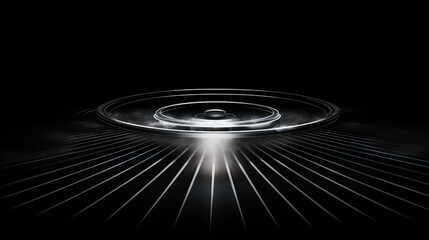 A photo of white light with black studio on a black background