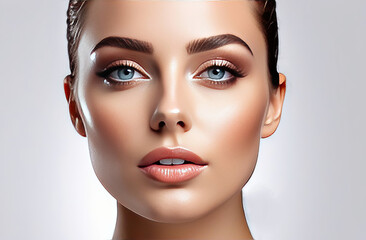 Fototapeta premium Beautiful close-up portrait of a girl. Wet makeup. Beauty