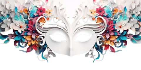 Türaufkleber Carnival mask with feathers with colorful, Golden carnival mask, Venice carnival , 3d mask © Yash