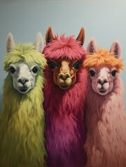Furry Alpacas: Vibrant Farm Animals Wall Art for Animal Lovers