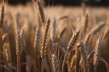 Obraz premium Summer's Golden Embrace: A Captivating View of a Wheat Field Basking in Sunlight. Representing the Warmth and Bounty of Summer Harvests.