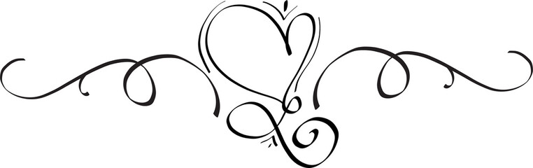 Decorative calligraphic elements for decoration illustration on transparent background.