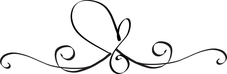 Decorative calligraphic elements for decoration illustration on transparent background.