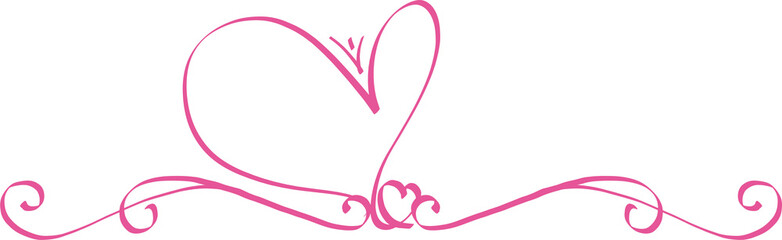 Pink gold decorative calligraphic elements for decoration illustration on transparent background.