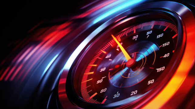 A Photo of classic watch with neon glowing light effect background on black