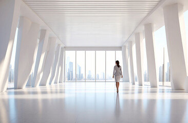 silhouette of a professional person in a corridor