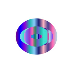 An abstract transparent cyberpunk oval shape design element.
