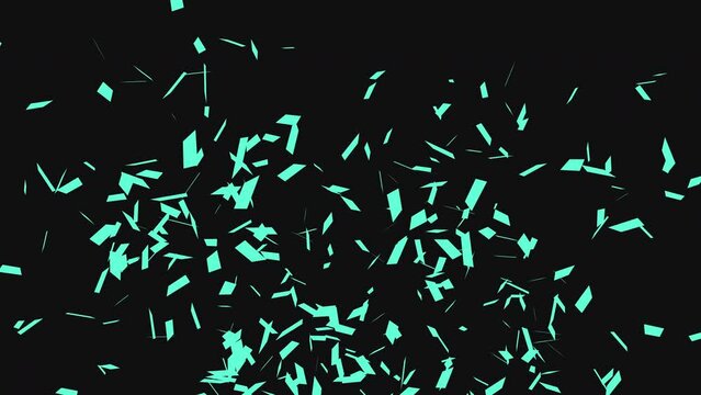 Cyan Confetti with alpha channel ProRes 4444 with black, green and alpha matte background, can be put over top of anything.
