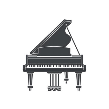 a black and white image of a piano