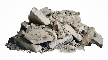 concrete rubble on a white background. generated by ai