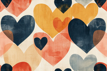Cotton fabric Many vintage love hearts as seamless tileable pattern background texture