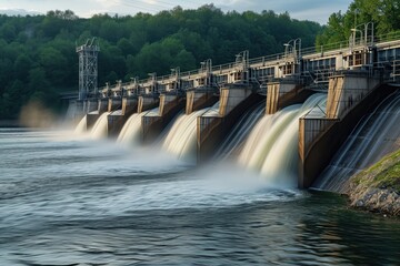 Hydroelectric Dam Harnesses Water Power, Representing Renewable Energy Resource