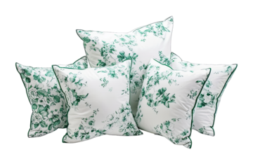White And Jade Luxury Pillow With Floral Pattern Isolated On White Background On Transparent Background