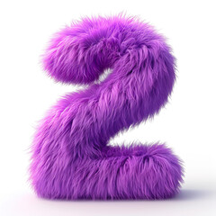 Whimsical Purple Numeral 2: Short-Haired Cuteness on White