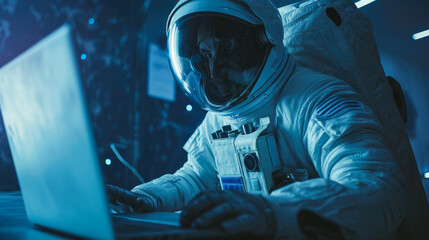 Astronaut's Mission Control: Close-Up Laptop Operations