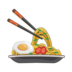 noodle with egg illustration