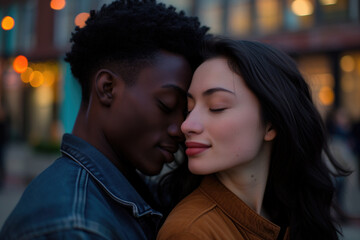 Fototapeta premium Embracing Diversity: Love Knows No Cultural Boundaries On A Diverse Couples Date