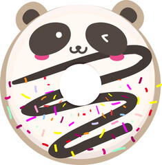 Cute cartoon donut illustration on transparent background.