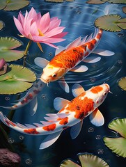 Koi Fish Wall Prints - Captivating Pond Life with Vibrant Colors
