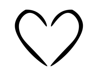 heart black outline drawn on a white background, 