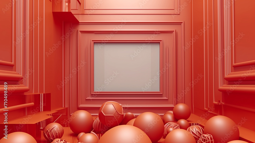 Poster 3d illustration of blank canvas with abstract geometric background for advertisement banner.