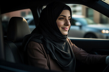 Generative AI technology conceptual picture Young confident arabian asian muslim woman in abaya hijab