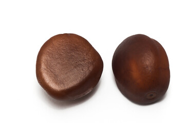 Two seed of fresh organic snake fruit delicious isolated on white background clipping path