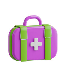 3D First Aid Kit Model Keeping Supplies Ready for Action. 3d illustration, 3d element, 3d rendering. 3d visualization isolated on a transparent background