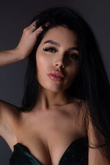 Fototapeta premium Close up portrait of young woman face.