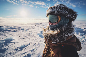 Fototapeta na wymiar Portrait of a women at the greenland wearing winter gear
