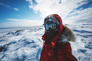 Fototapeta na wymiar Portrait of a women at the greenland wearing winter gear