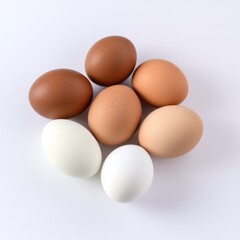 brown and white egg on white background