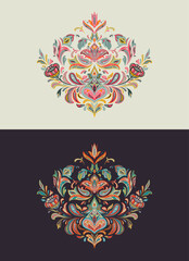 Set of two vector oriental motifs in light and dark color variations.