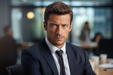 Fototapeta premium AI generated photo of successful business person leader isolated on office background
